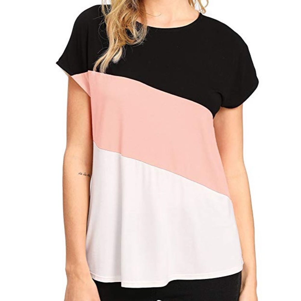 Color block women’s short sleeved shirt